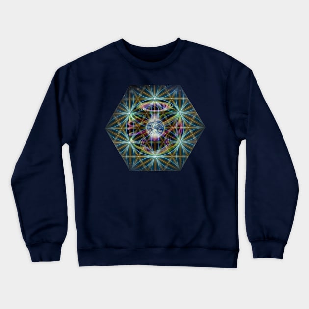 Earth in the Flower of Life Crewneck Sweatshirt by ACE5Handbook